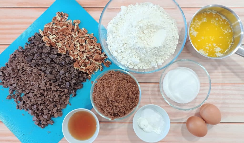 ingredientes para hacer galletas de chocolate americanas con nueces