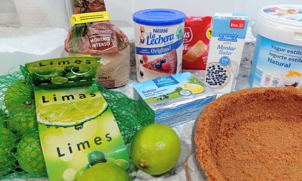 los ingredientes para hacer el mejor pay de lima Key Lime Pie