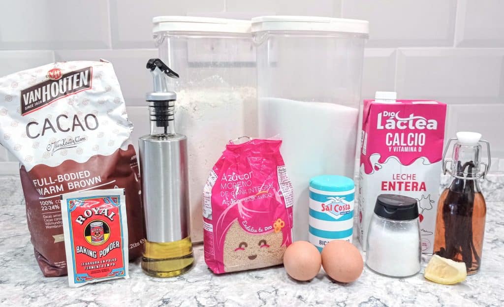 ingredientes para hacer cupcakes de chocolate