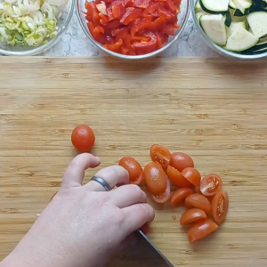 cortando las verduras